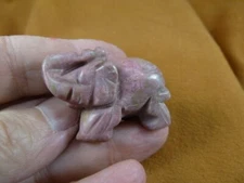 Y-ELE-ST-594 Pink Rhodonite ELEPHANT gemstone carving TRUNK UP statue figurine