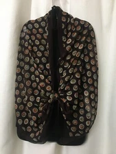 Mother's Day Scarf Shawl Sheer Brown Orange Blue Circles 60"Lg 20"Wide B12