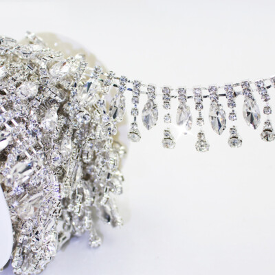 1 Yard Strass Fransenborte Kette Quaste Träne Fransen Kleid Nähen Zum Selbermachen