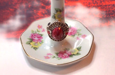 CHAPAL ZENRAY Designer Signed NF STERLING SILVER RUBY & MARCASITES RING Vintage