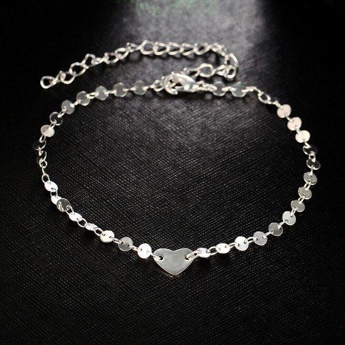 Cuentas Corazón Tobillo Pie Dorado Pulsera Joyería Cadena Playa Descalzo Tobillo - Imagen 2 de 9