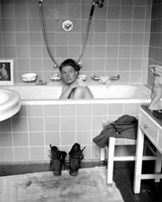 Photographer Lee Mille Taking Bath in Hitler's Bathtub in His Munich Photo