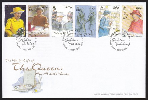 Isle of Man 2001 FDC Daily Life of Queen ELizabeth II in Art