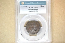 1722/1-H  9 Deniers. La Rochelle Mint. Martin 2.25-C.6, W-11835. PCGS VF-20.