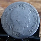 1912-D Barber Dime- Silver- Scarce Better Date No Reserve