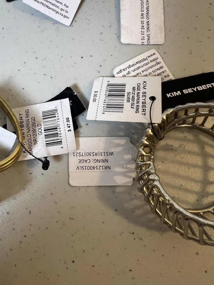 Kim Seybert Unique,Napkin Ring Holders 5 Different Ones Not A Set ,Metal &wood - Image 2 of 4