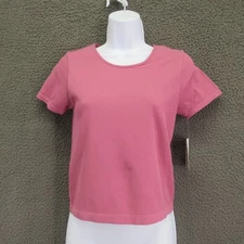 Elodie Shirt Womens L XL Pink Dry Rose Ribbed Stretch Short Sleeve Top Nordstrom