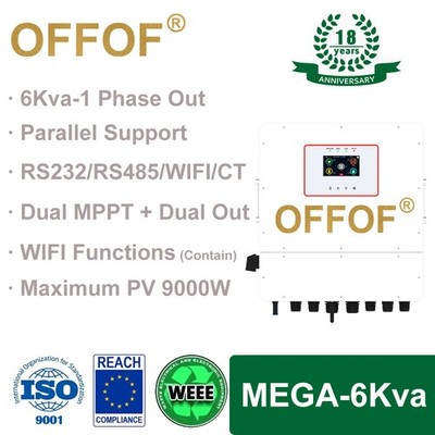 OFFOF Hybrid Inverter 6Kva MPPT Solar Wechselrichter Parallel 1-3 Phase Out IP65