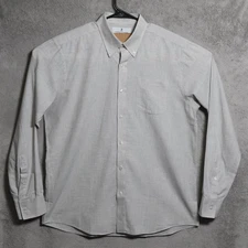 Turnbull & Asser Shirt Mens Large White Gray Weekend Fit Cotton Cashmere England