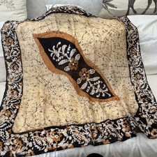 100 Silk Batik scarf 33  x 33  Hand Woven made in India Tans,Browns,Beige