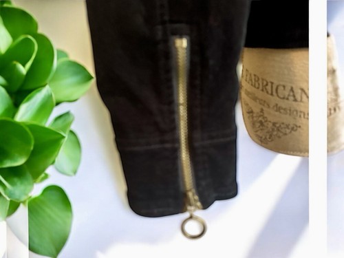 Chaqueta de moto Ann Taylor negra para mujer talla 2 ángulo escoba terciopelo cremallera de latón - Imagen 12 de 13
