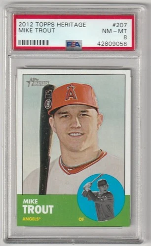 MIKE TROUT 2012 TOPPS HERITAGE #207 / RC ROOKIE / PSA 8 / LOS ANGELES ANGELS