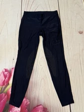 Piper Knit Leggings Breeches by SmartPak Knee Patch Equestrian Size Large Blue