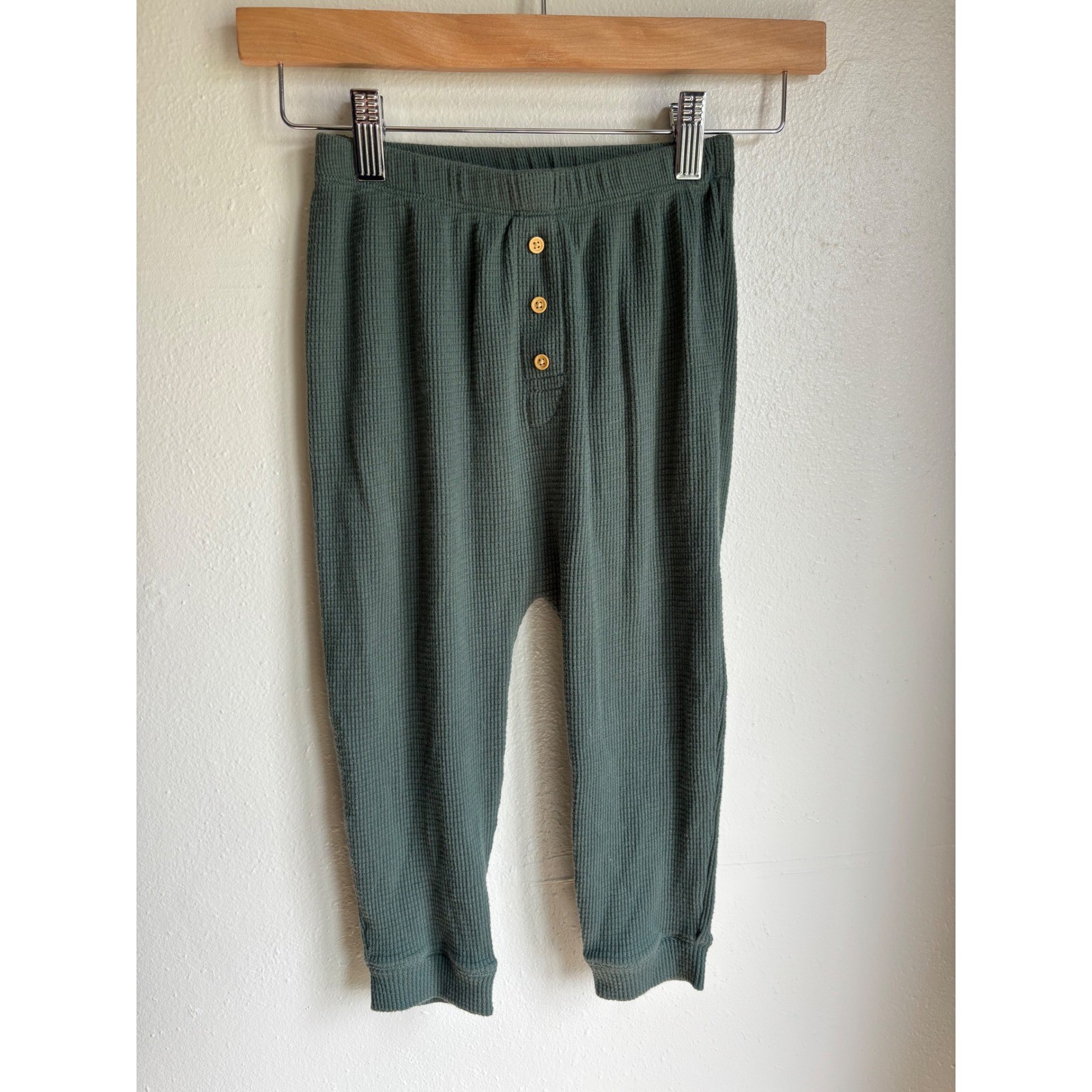 Little Co by Lauren Conrad Kids 4T Forest Green Waffle Knit Jogger Pants Thermal