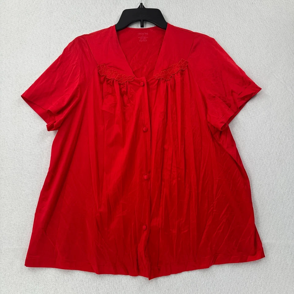 Nuevo con etiquetas Conjunto de pijama Vanity Fair de 2 piezas pantalones rojos de nailon/manga corta TALLA GRANDE Foto 2 de 4