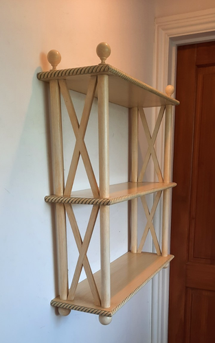Estante de pared de madera pintado vintage de 3 niveles soporte de exhibición estante de pared - Imagen 3 de 7