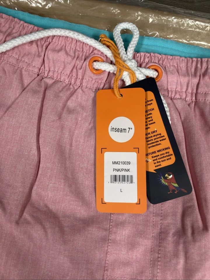 Margaritaville Men’s Swim Trunks Beach Shorts Hibiscus Print Size L Pink New - Image 3 of 4