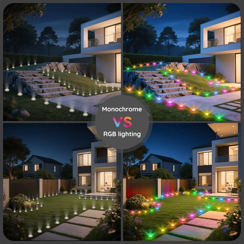 RGB Outdoor Ground Lights, 200Ft Color Changing Pathway Lights with Remote & ... - Image 3 of 4