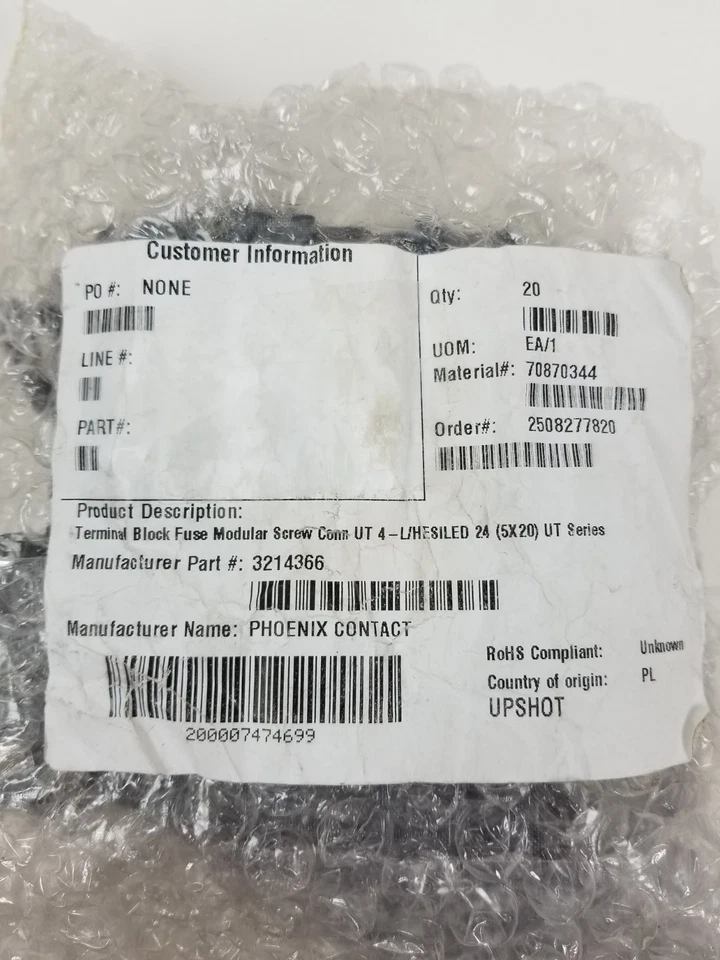 20 Phoenix Contact 3214366 Terminal Block Fuse Modular Screw Type 30A M3 NEW - Image 3 of 4