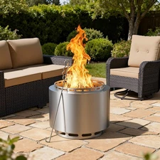 19 Inch Patio Fire Pit Outdoor Smokeless Fire Pit-Portable Stainless Steel Fire