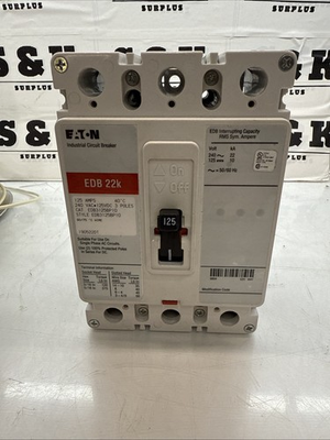 #ad EATON EDB3125BP10 125 Amp 3P 22k Circuit Breaker New No Box $249.99