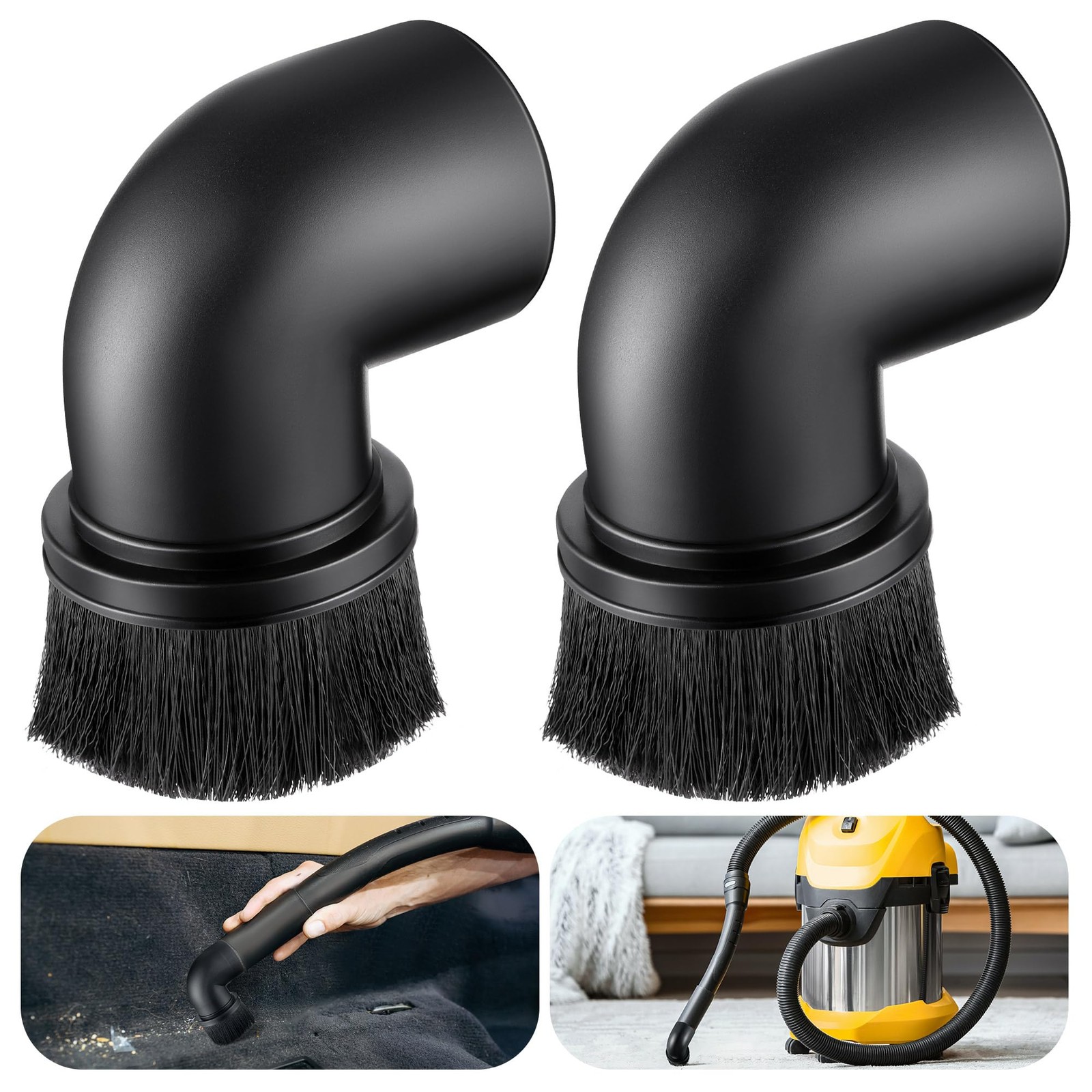 2 Pack 2 1/2'' Wet Dry Vacuum Dust Brush Attachment Compatible with Shop-Vac ...