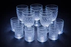 Vintage Anchor Hocking Clear Hobnail Glass Set | 5 Goblets & 6 Shot Glasses