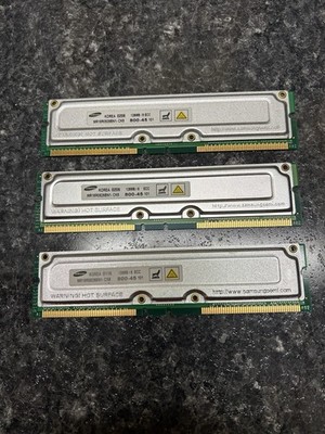 Samsung (3x) 128MB 384MB Total Rambus ECC Rimm PC-800-45 Memory RAM MR16R0828BN1