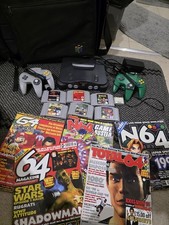 Nintendo 64 N64 Console Bundle With 2 Offiicial Controllers, 6 Games, Magazines