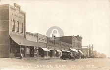 Utica NE Nebraska Main Street Looking East Business Area RPPC Postcard COPY