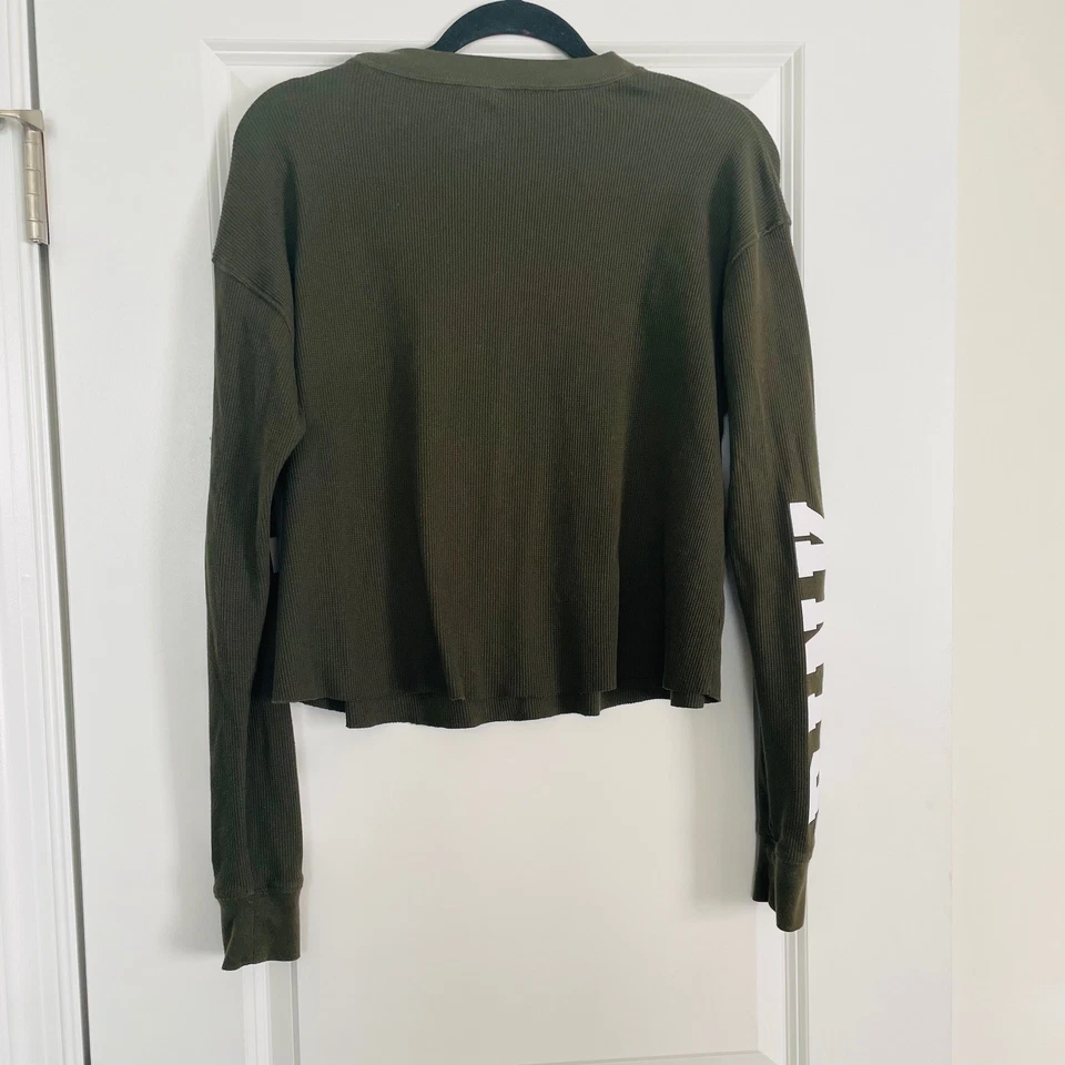 Camiseta corta térmica tejida gofre verde XS rosa Victoria's Secret para mujer logotipo Foto 2 de 4