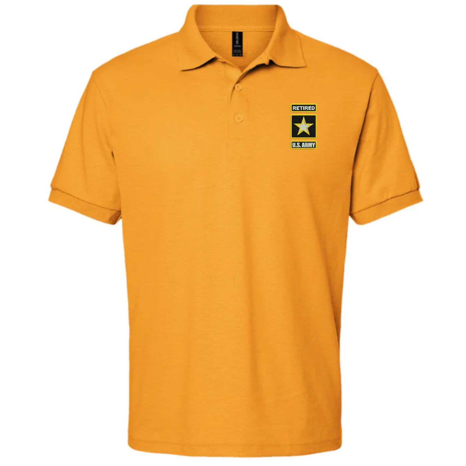 US Army Retired Embroidered Polo Shirt - Gold - Officially Licensed by US Army