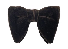 Vintage Brown Velvet Bow Tie 1970's Clip On Quality Made in USA Free Shipping
