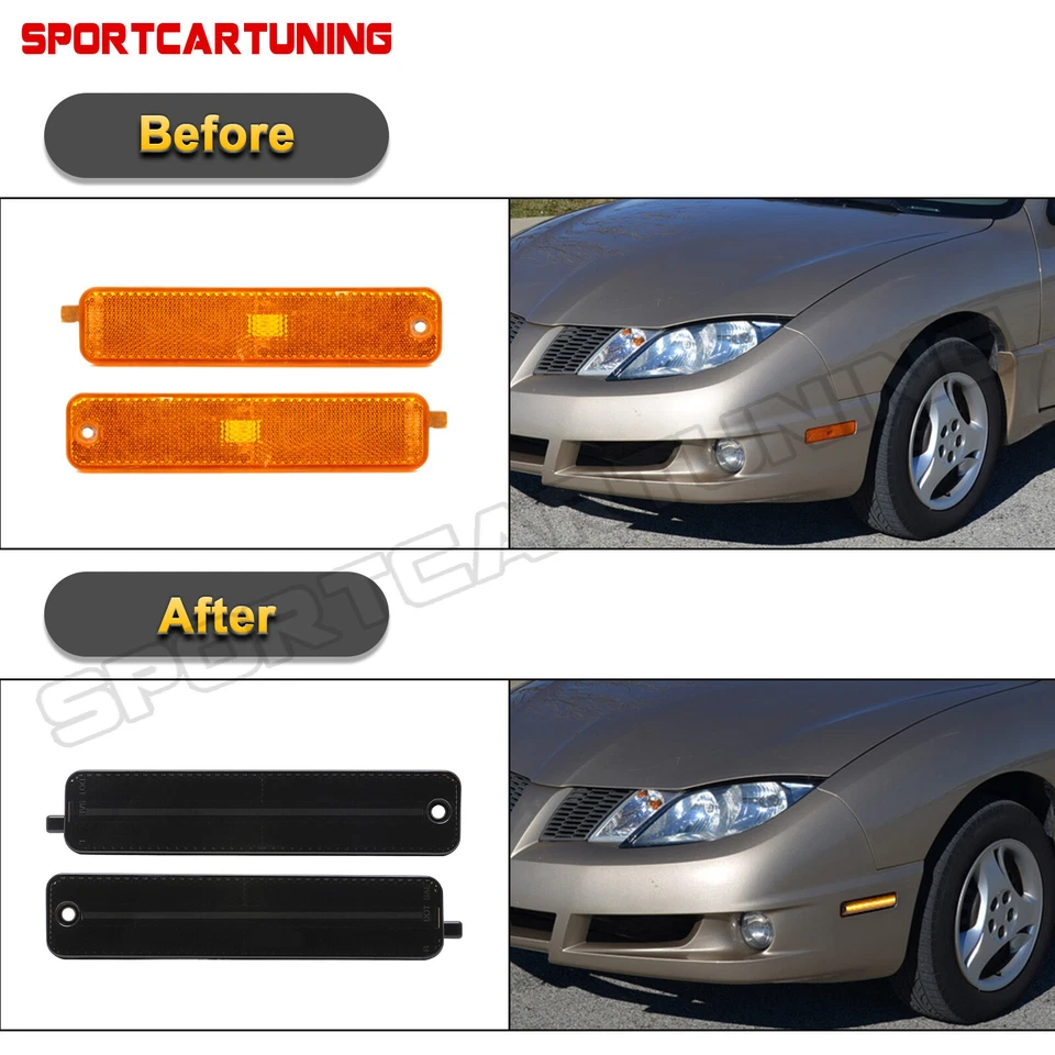2PC Smoke Front Amber Front Red LED Side Marker Lights For 00-05 Pontiac Sunbird Foto 3 de 4