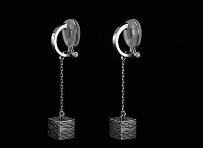 Nier Automata 2B Black Box 925 Silver Earrings Charm Figure