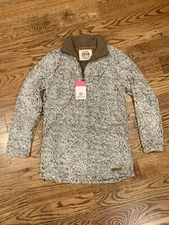 Womens Marley Lilly Brown Sherpa Pullover Small/Med 1/4 Zip Fleece Sweater NWT