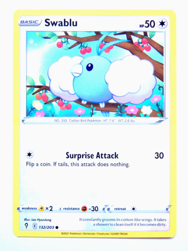 Swablu 132/203 (NM, Pokemon Card, Evolving Skies, 2021, Colorless, Common) - Picture 1 of 2