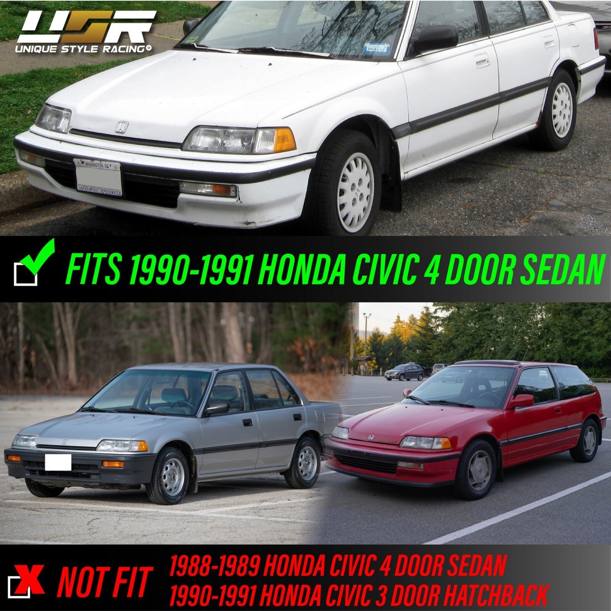 Honda Civic EF civicセット 3台 DEPO Chrome / Amber Clear Lens Corner Lights for 1990-1991
