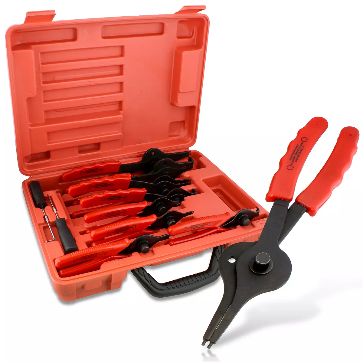 ABN Snap Ring Pliers 11pc Straight Bent Retaining Ring Pliers w Hook Pick