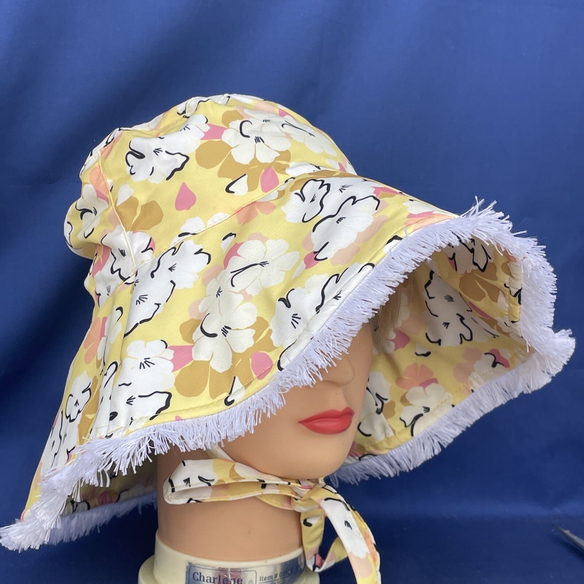 BP NORDSTROM Bucket Sun Rain Bonnet Yellow Floral Dogwood 