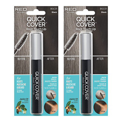 RED by Kiss Quick Cover Root Touch Up 0.25 Ounce (Pack of 2) #Set 1 (Black)