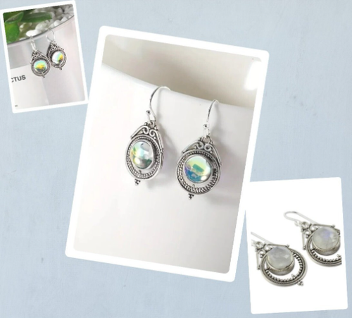 Silver Moonstone Earring-Moonstone Dangle Earring-Moonstone Tassel Earring - Picture 9 of 9