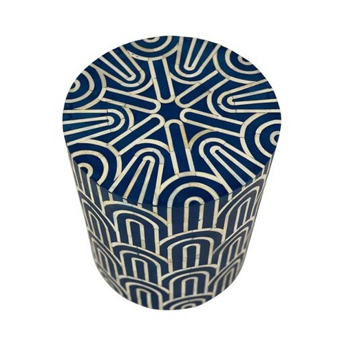 Bone Inlay Side Table /End Table Arch Navy Blue Home Decor (MADE TO ORDER) - Picture 2 of 12