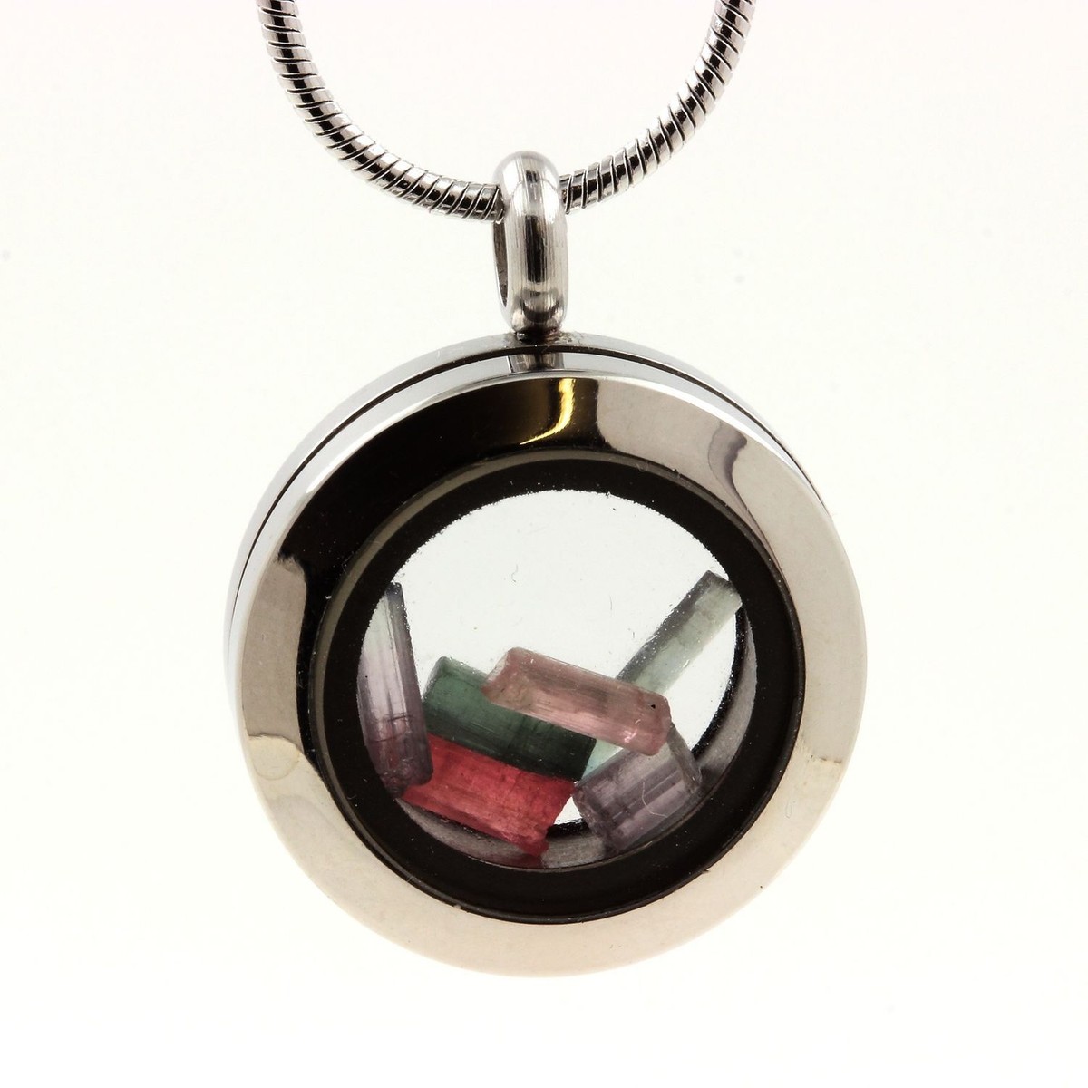 Collier Médaillon En Tourmaline Verte Brute - Argent - Diamètre 30 Mm - Neuf - Marque A Bijoux