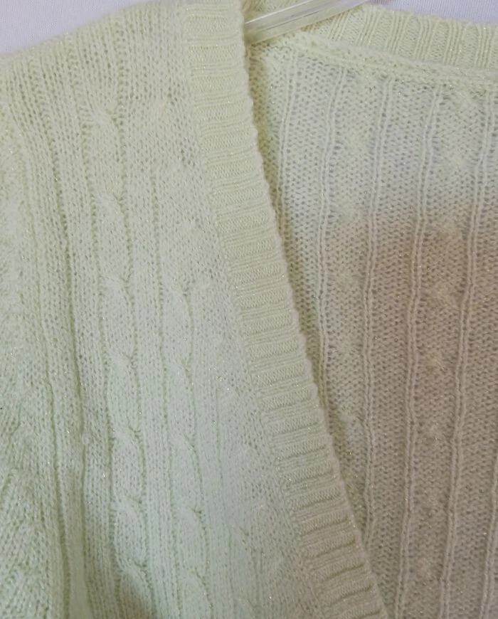 Cárdigan suéter Christopher Fischer verde claro tejido con cable cachemir M nuevo con etiquetas Foto 2 de 4