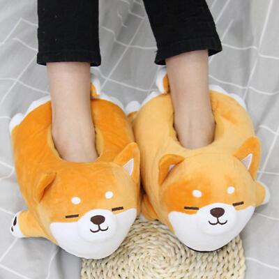 Lustige weiche Plüsch Hausschuhe Schlafzimmer 28cm Winter Haus Hausschuhe Indoor warm Shiba