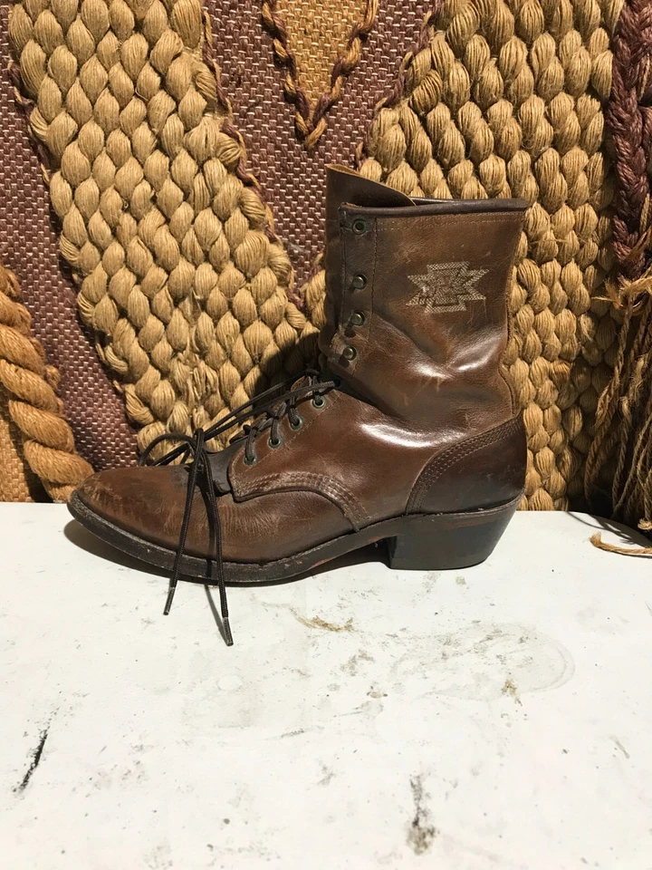 Botas Abilene South Western Packer Kiltie Cuero Botines Zapatos Talla 9M Foto 2 de 4