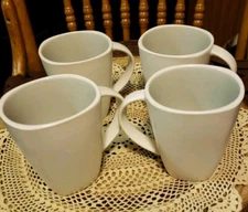 Gibson Elite "SOHO LOUNGE" Stoneware * Bright Shell ~ Set of 4~ Coffee Mugs Cups