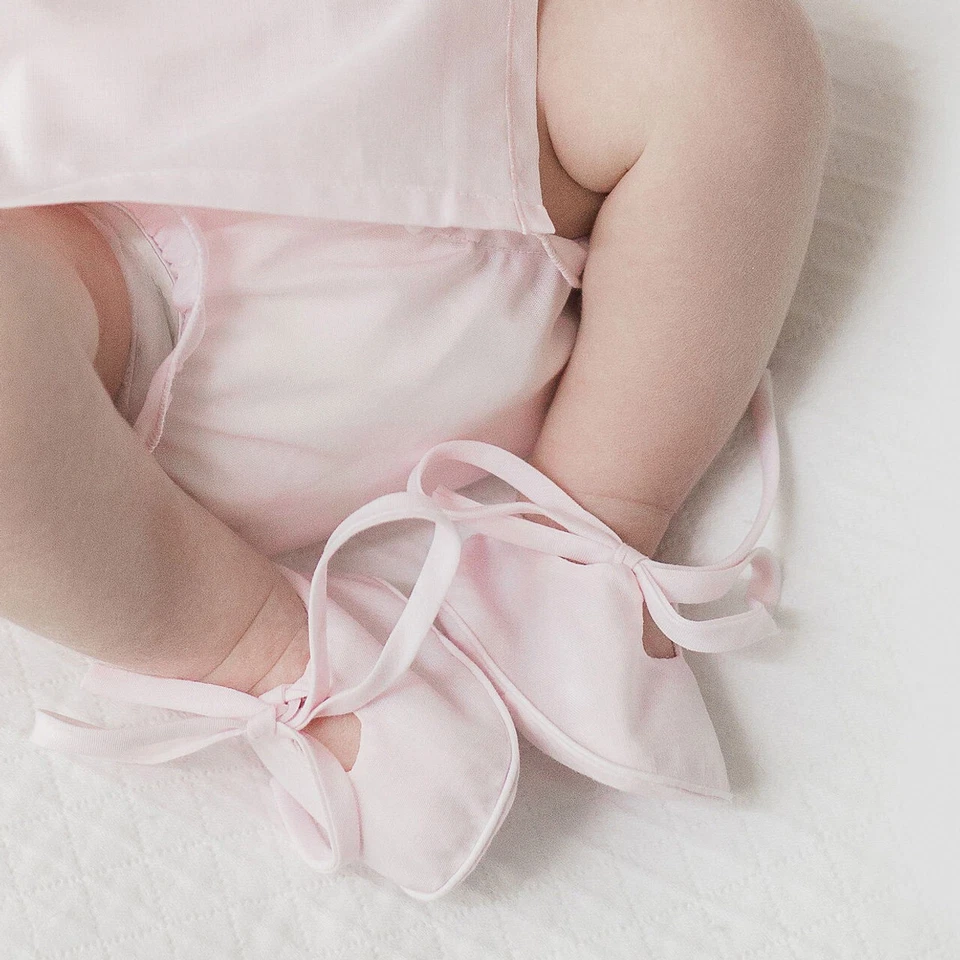 Новый с Ярлыками Feltman Brothers Bros розовый хлопок ботинок кроватки туфли девочек недоношенных размер 00 - Изображение 2 из 2