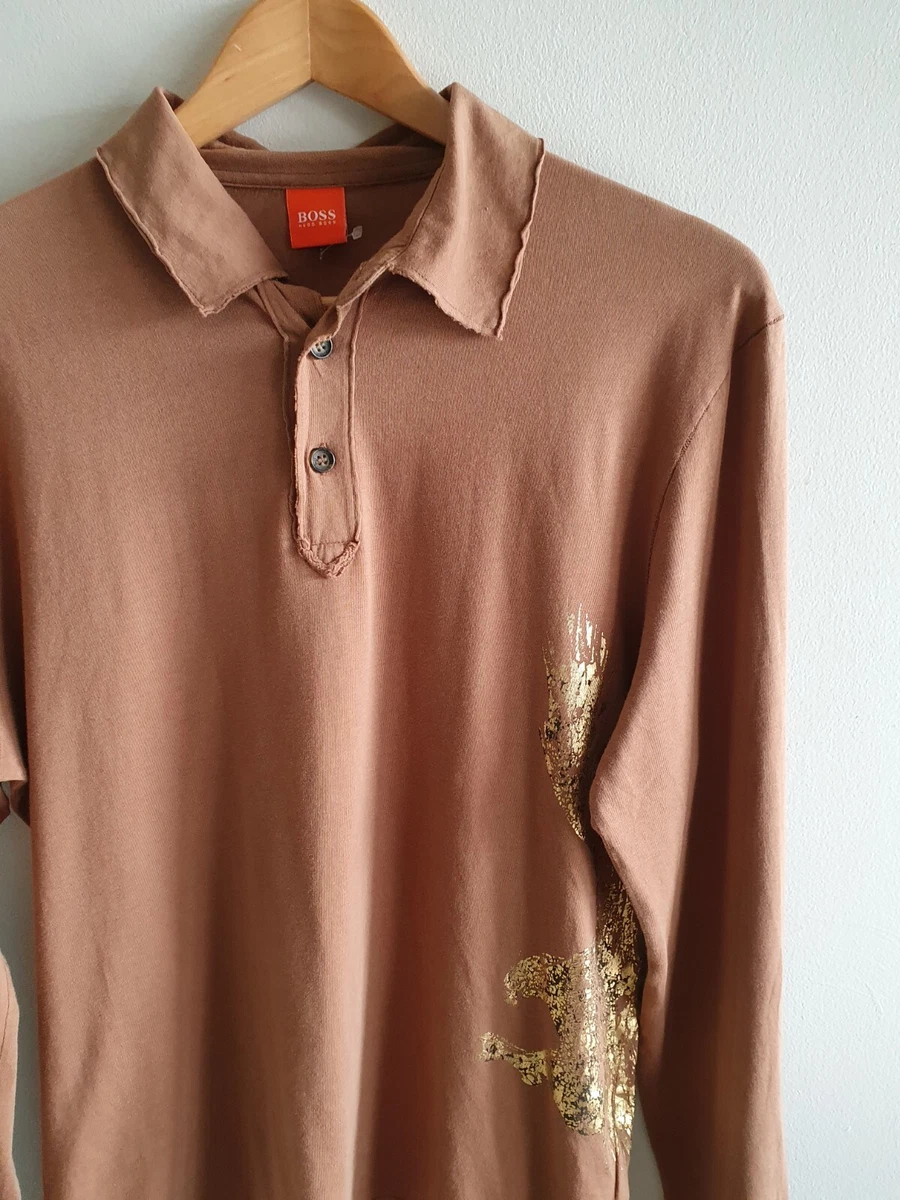 hugo Boss orange Label Polo Shirt Brown Regular Fit Medium Ex eBay